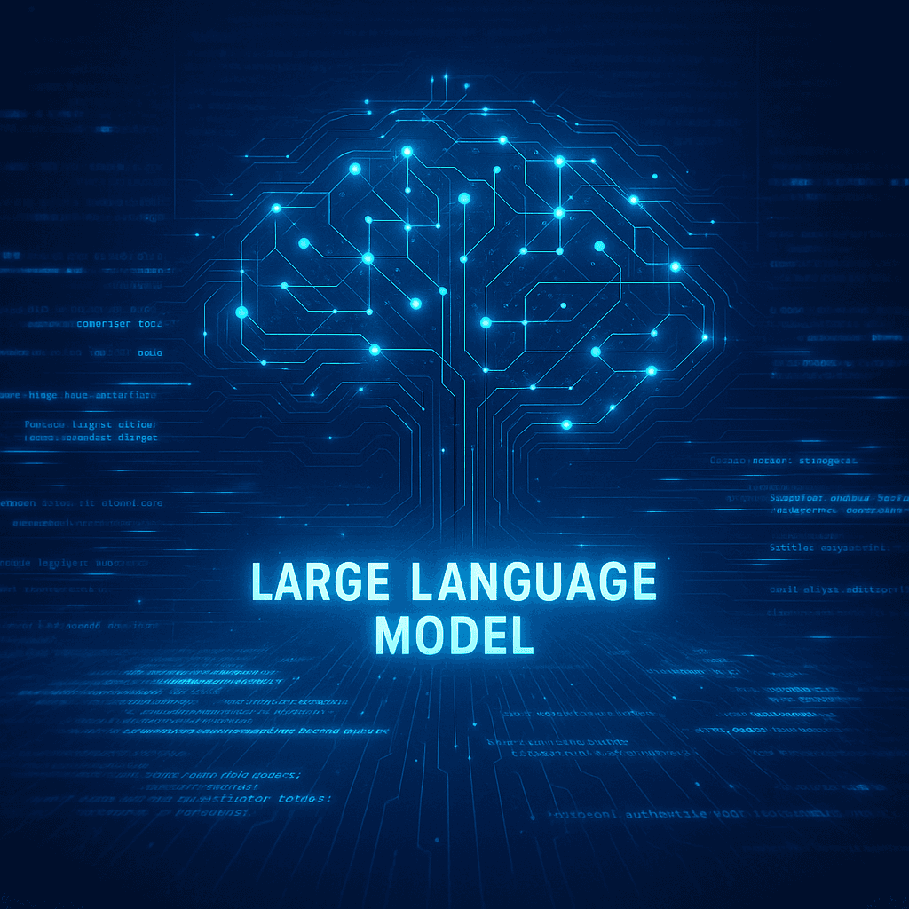 Representación de un modelo de lenguaje a gran escala procesando texto